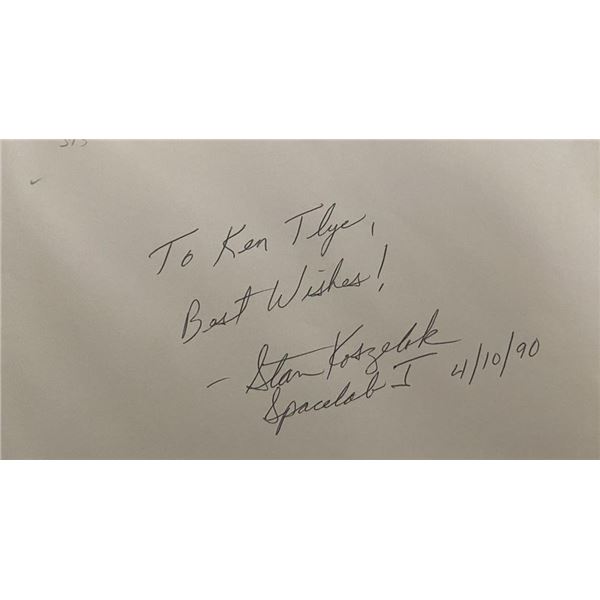 Astronaut Stan Koszelak signed note
