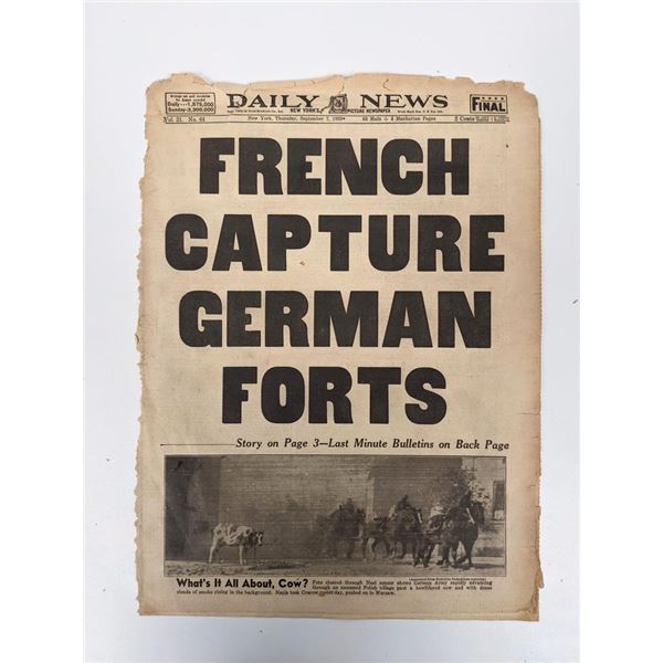 Daily News Vintage 1939 Newspaper Cover