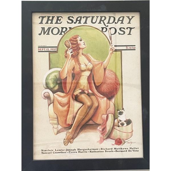 The Saturday Morning Post Sept 12th 1937 Vintage Framed Pin-Up Girl Poster