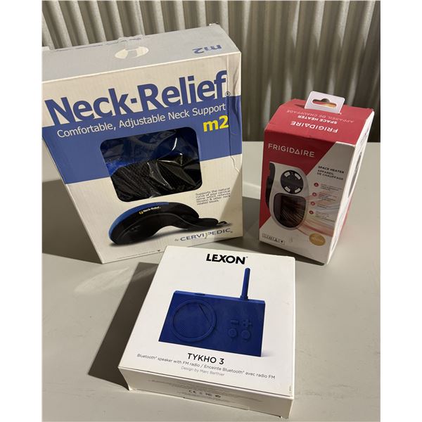 Bluetooth speaker, Space heater mini and Neck Relief