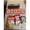 Games Domino's crib board, Yahtzee, Skibo, and other