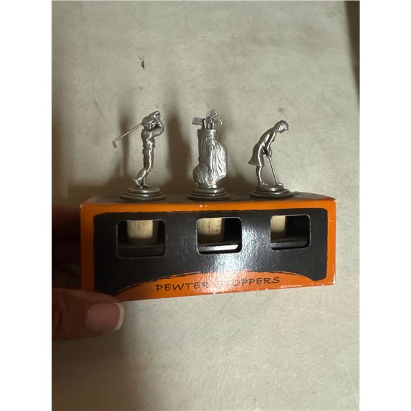 Pewter stoppers golf themed