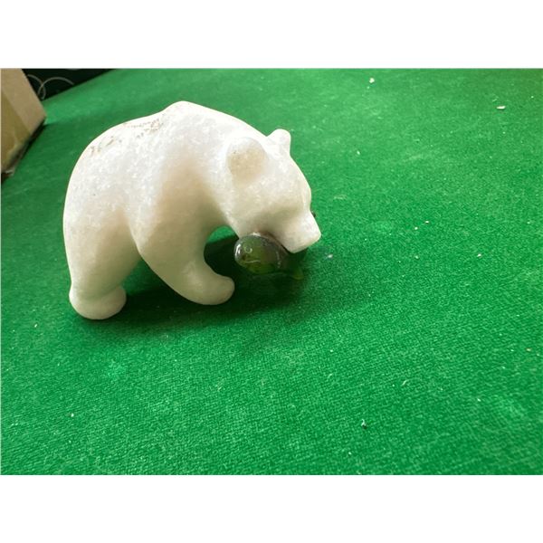 Carved bear with Jade fish