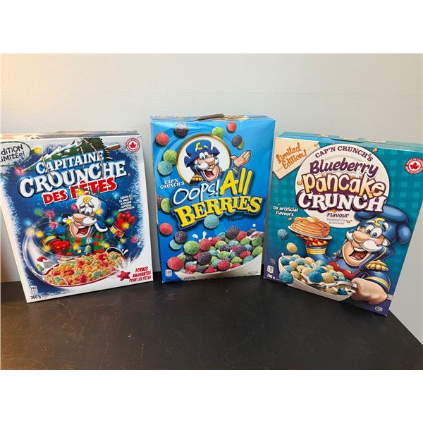 Set of three vintage unopened Cap'n Crunch cereals