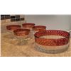Image 2 : Cranberry glass & gold 5 pc. dessert set (bowl 7 1/2" dishes 3 1/2" diameter