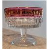 Image 3 : Cranberry glass & gold 5 pc. dessert set (bowl 7 1/2" dishes 3 1/2" diameter