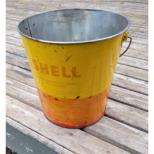 SHELL tapered metal pail with handle 11 1/2" tall