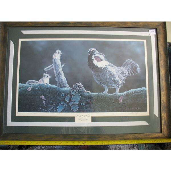 1998 DUCKS UNLIMITED FRAMED PRINT - "FRONT ROW SEATS" by Glenn Olson -  31 1/2 X 23 inches