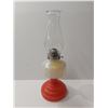 Image 1 : Red & White oil lamp with globe