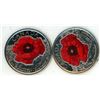 Image 1 : (2) Colored Canadian 25 Cent Coins Remember Souvenir Poppy Design