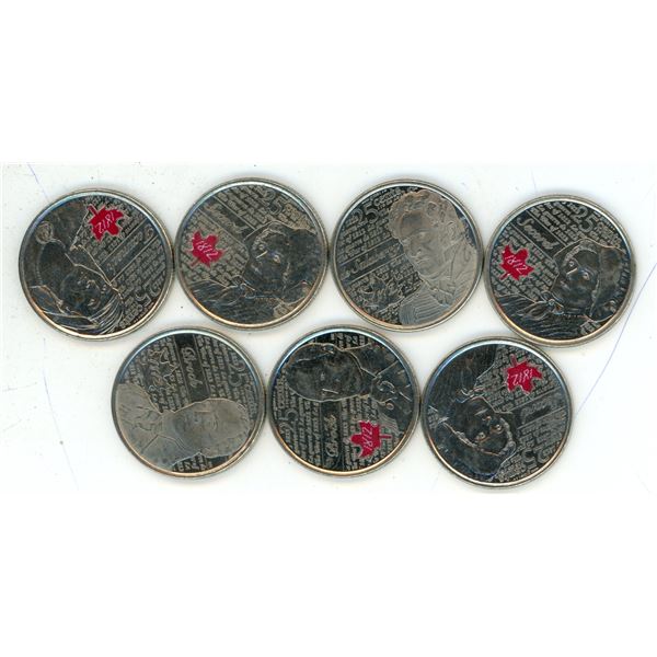 (7) Canadian 25 Cent Coins "Heroes of 1812 Series"