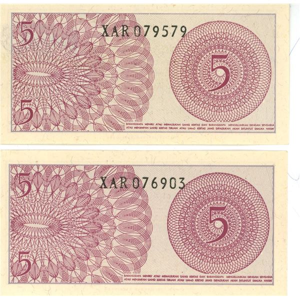 (2) 1964 Lima Sen 5 bills