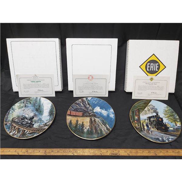 (3) Collection of commemorative porcelain plates "Steam on the CPR" by artist Theodore A. Xaras (Chr