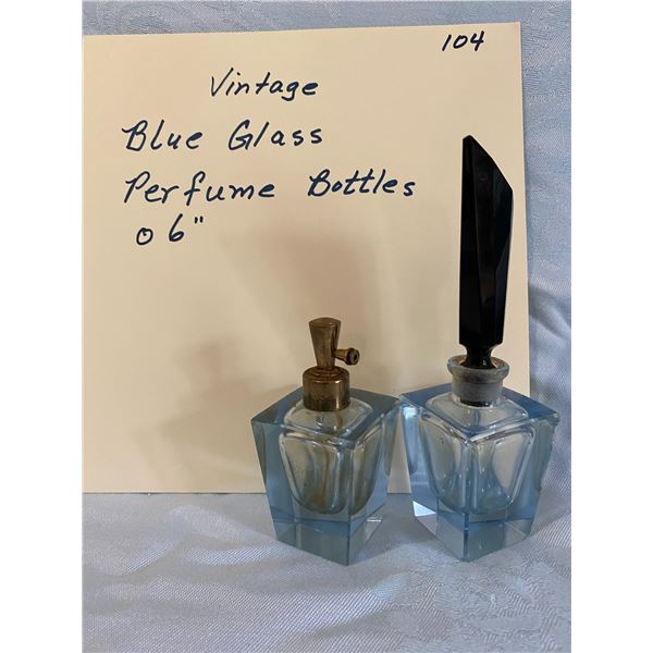 Vintage Clear Blue Glass Perfume Bottles
