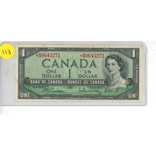 1954 Canadian One Dollar.