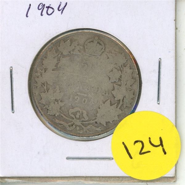 1904 Canada Silver 50 Cents Coin.