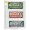 Image 1 : 1954 Canadian Two, Five Dollar and 1967 Canadian One Dollar.