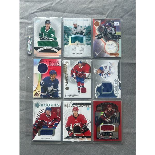 Assorted Jersey Cards - 1 Sheet (9 Hockey Cards)