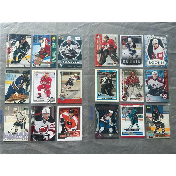 Assorted Rookie Cards - 2 Sheets (18 Hockey Cards)