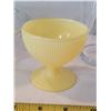 Image 6 : Federal glass Windsor crystal, button/ cane candy dish. Vtg. Saguenay depression glass yellow desert