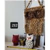 Image 1 : Owl group. Macrame, ceramic & metal.