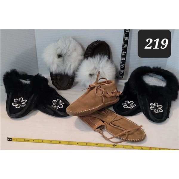 3 pr .Smooth & suede moccasins. I pr. 1970's tie ups