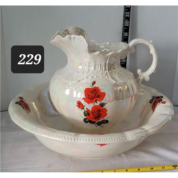 Vintage iridescent wash bowl & pitcher.