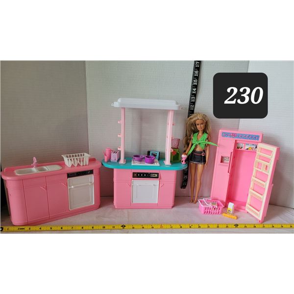 Barbie in the kitchen, doll & accessories.