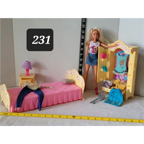 Barbie in the bedroom, doll & accessories.