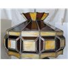 Image 2 : Very heavy Vtg. Grecian style lamp. Unique stained glass shade.