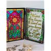 Image 4 : Religious Jewelry, plates & stained glass plaque.