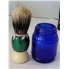 Image 4 : Vintage Gillette gold razor & blades. Old spice lather cup & brush, Cobalt blue shaving cream jar.