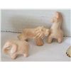 Image 4 : 3 African soapstone hand carved animals.(Kenya) Stone bear figure, & Tremar Pottery stone sheepdog.(