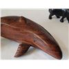 Image 2 : Black wood carved Rhino, iron wood whale.