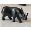 Image 5 : Black wood carved Rhino, iron wood whale.