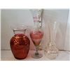 Image 5 : Vintage Bohemian glass wine decanter (no top} Cranberry & other gold trimmed glass.