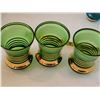 Image 2 : 1960's Czech Bohemia crystal vodka glasses. Turquoise, green with gold guild.