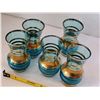 Image 3 : 1960's Czech Bohemia crystal vodka glasses. Turquoise, green with gold guild.