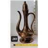 Image 1 : Vtg. Copper brown & gold grip glazed turkish style tea pot.
