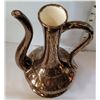 Image 3 : Vtg. Copper brown & gold grip glazed turkish style tea pot.