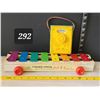 Image 1 : 1964 Fisher-price wooden Xylophone & 1977 music box Pull a tune. Working.