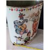 Image 3 : Vtg. Weibro circus embossed, steel waste basket,USA. 1988 Jack in the box.
