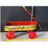 Image 2 : Vintage HTF child`s pressed metal Prairie Wagon. Schooner decoration