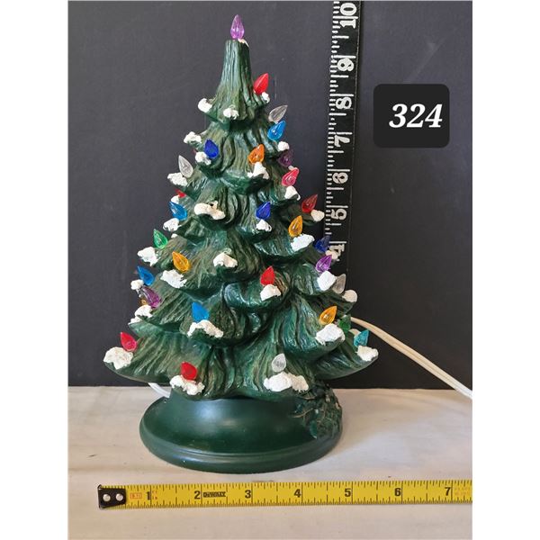 10” tall ceramic, lighted holiday tree.