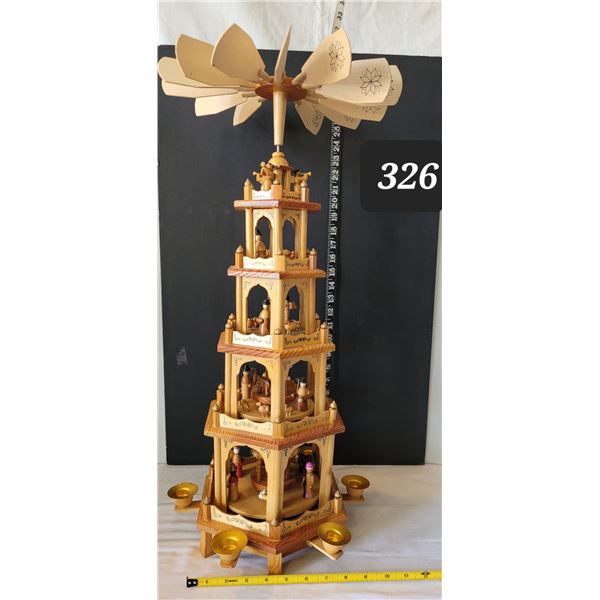 Rare, vintage, wooden 5 tier German Traditional Pyramid. Nativity scene Christmas carousel.