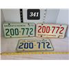 Image 1 : 1970-'72 same numbers. Vintage Sask. License plates.