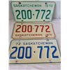 Image 2 : 1970-'72 same numbers. Vintage Sask. License plates.