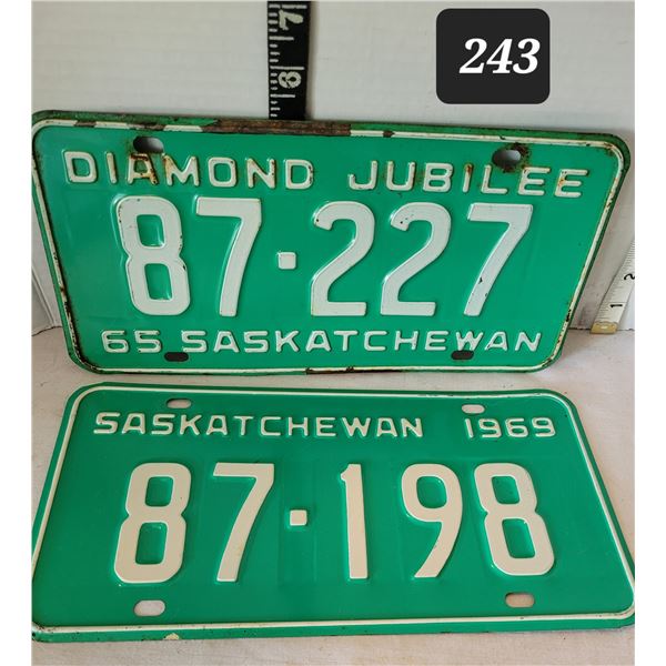 Sask plates 1965 & 1969