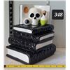Image 1 : Halloween books & skull cookie/ treat jar.