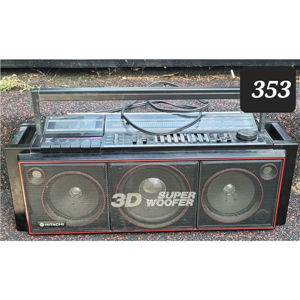 Hitachi Boom box AM/ FM, cassette. Super bass 3D woofer, equalizer. Made in Singapore & working.